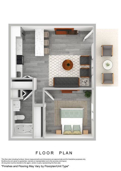 Floor plan for 1 bed, 1 bath, 466 sqft